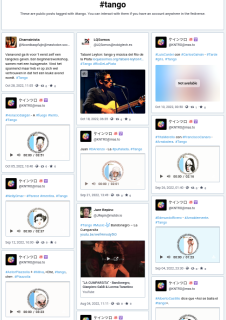 Screenshot of Mastodon search results on tango